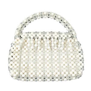 VINTAGE Clear Beaded Fringe Flap Handbag